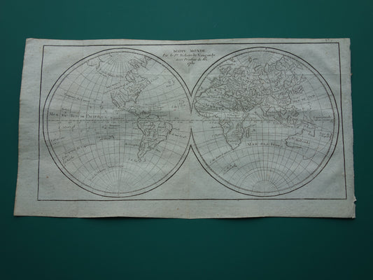 200+ jaar oude wereldkaart originele antieke kaart van de wereld