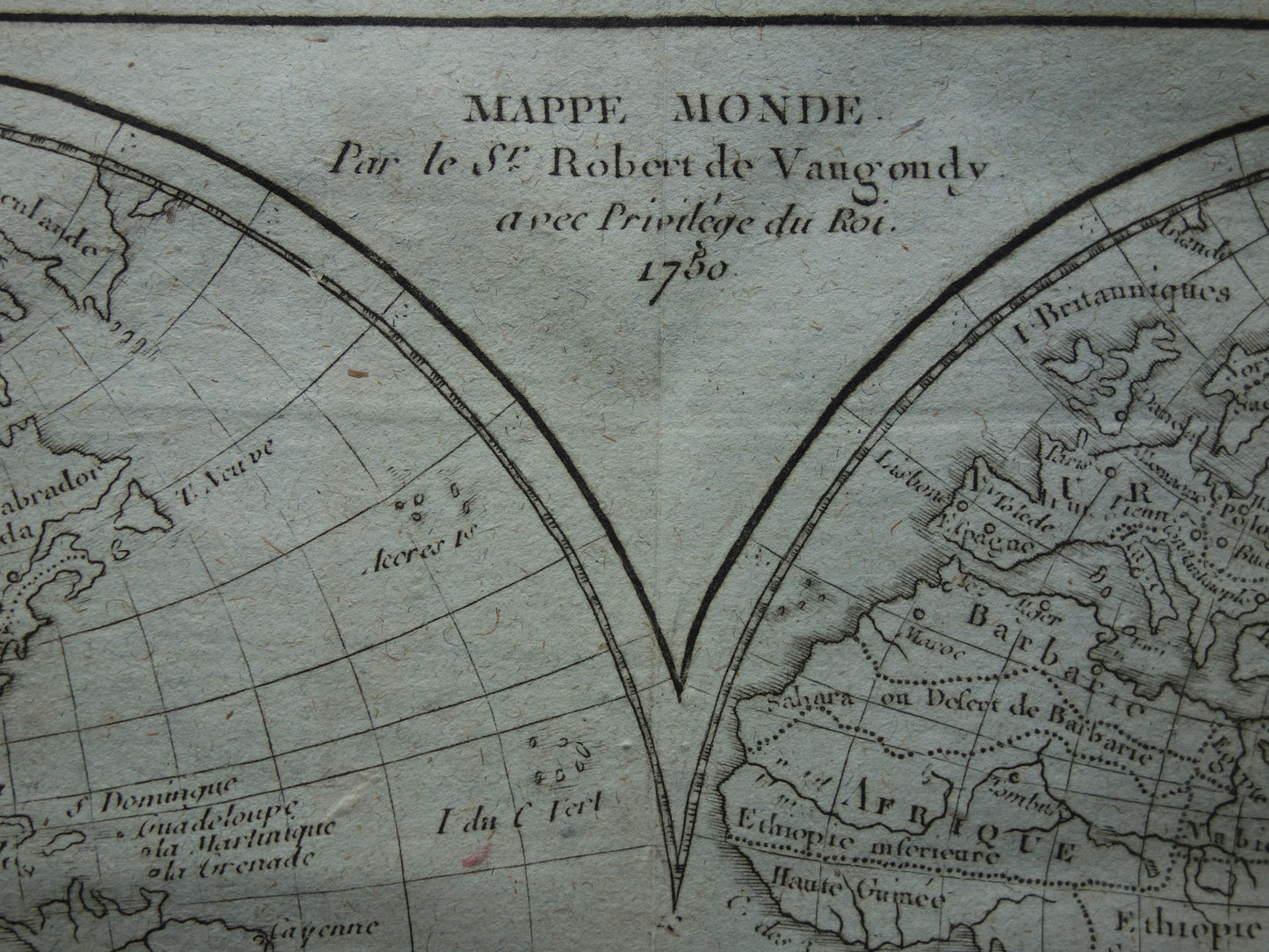wereldkaart 1750 Robert de Vaugondy Mappe Monde
