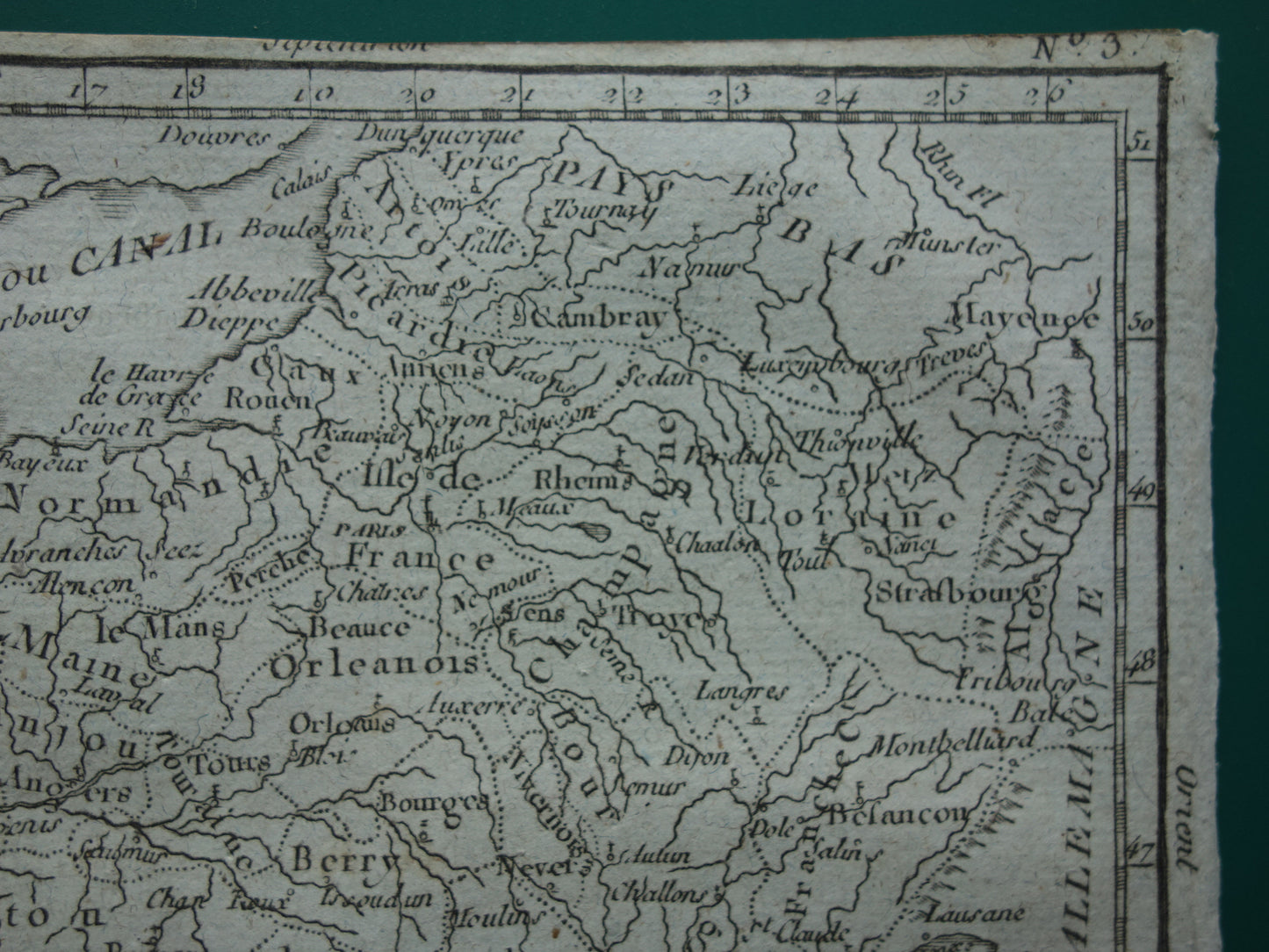 230+ jaar oude kaart vanFrankrijk uit 1793 originele antieke kleine landkaart met jaartal