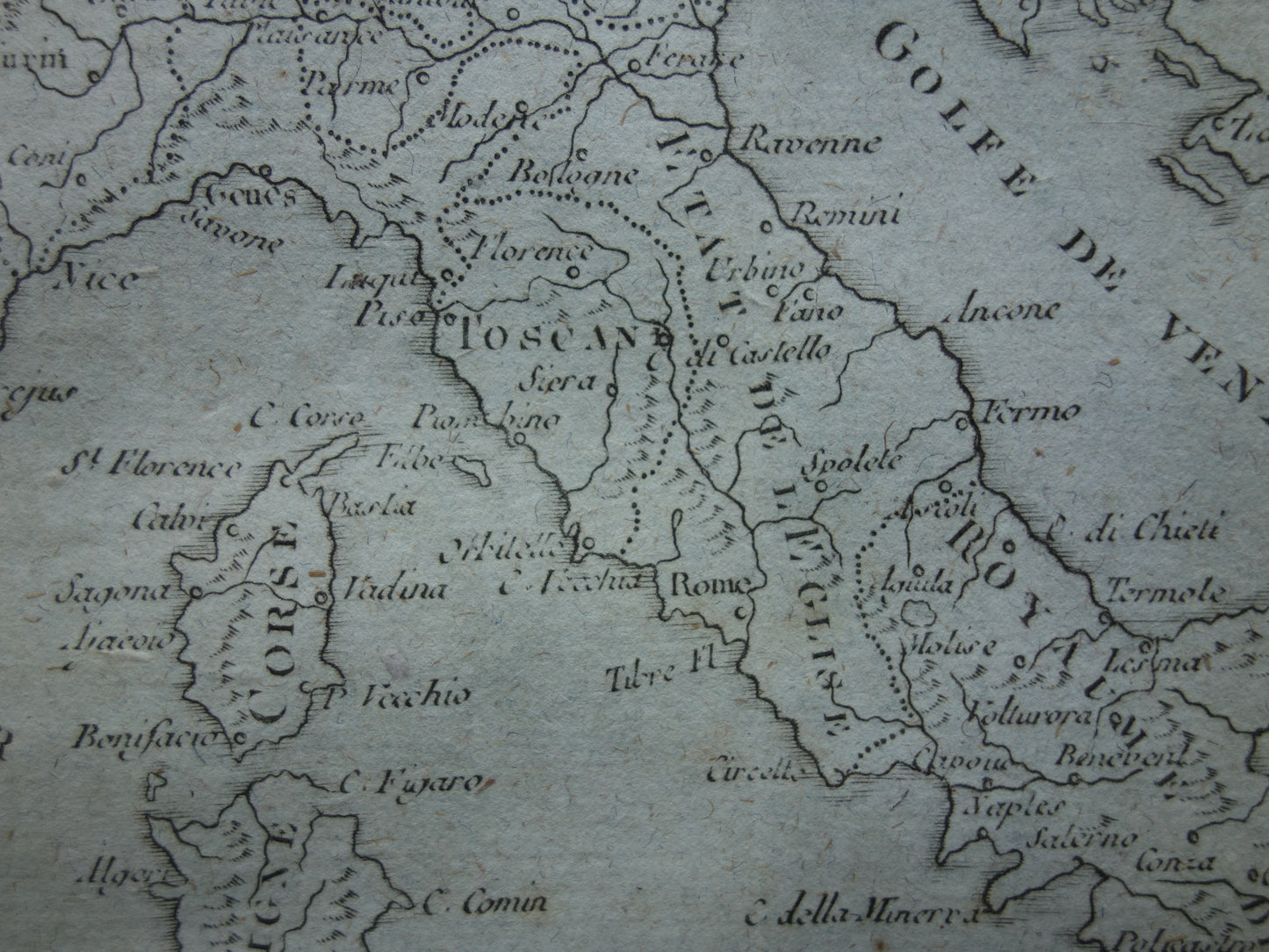 Kleine oude landkaart van Italië uit 1793 originele antieke kaart van Italië vintage kaarten Vaugondy