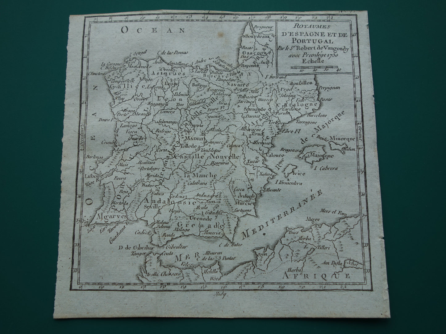 Royaumes d'espagne et de portugal Robert de Vaugondy 1750