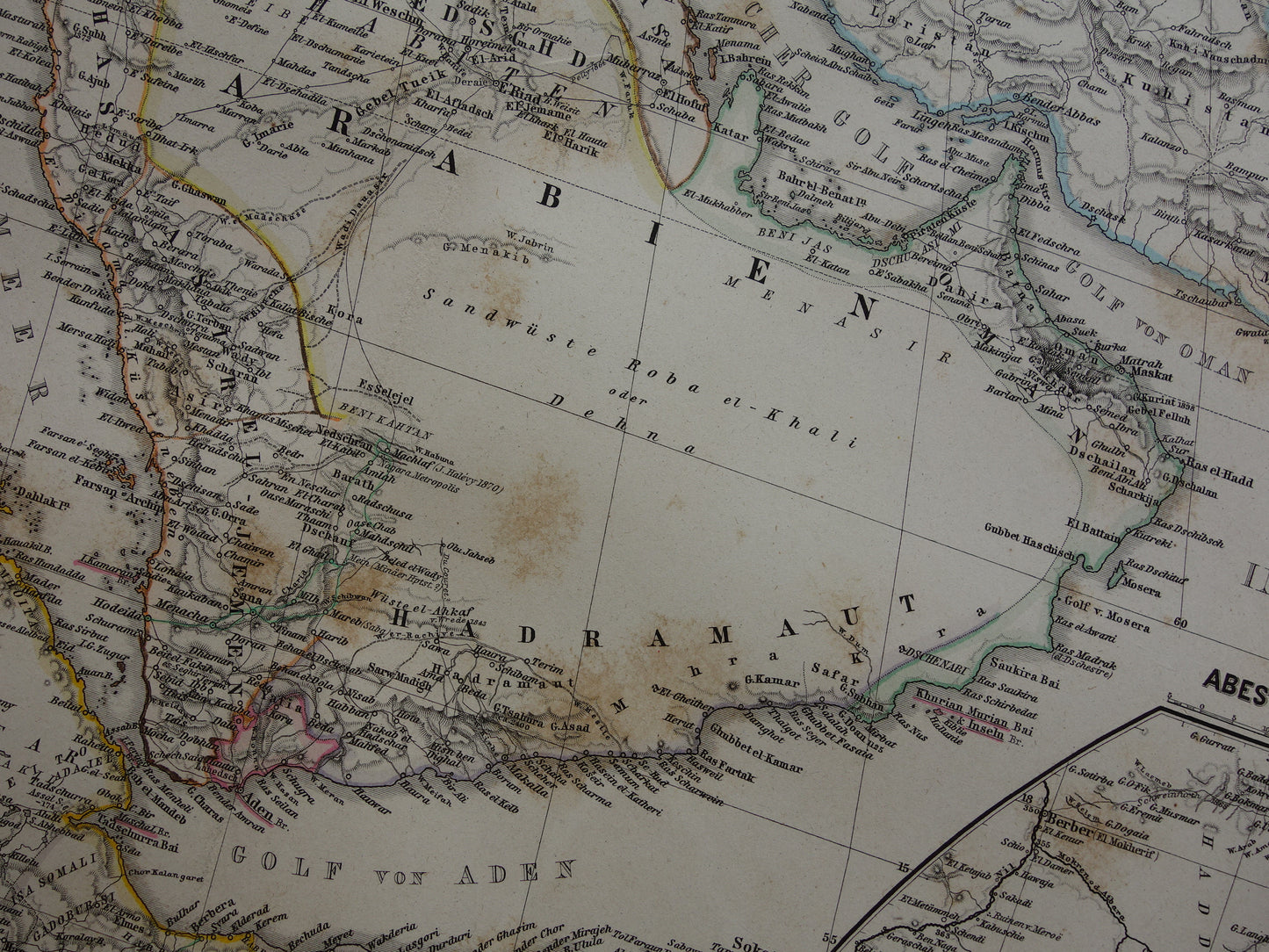 Saoedi-Arabië vintage landkaart van Saudi-Arabie 1877 originele oude antieke kaart Riyad Djedda