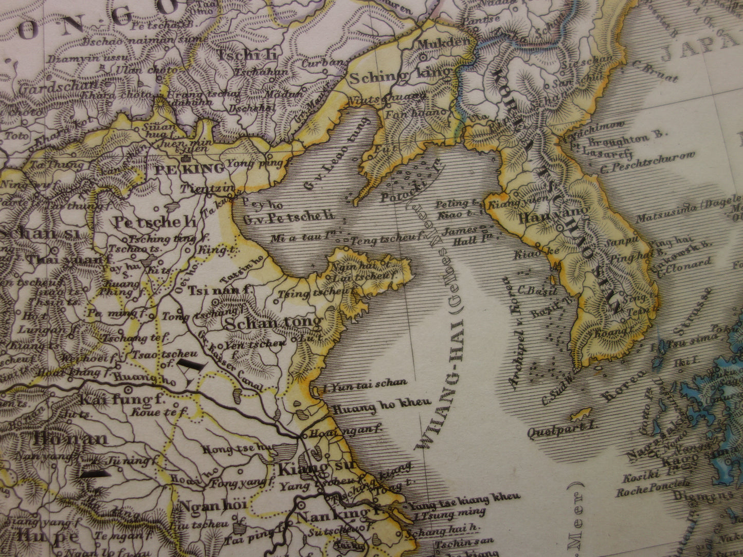CHINA oude Duitse kaart van China en Japan in 1863 - originele antieke landkaart vintage poster Azië
