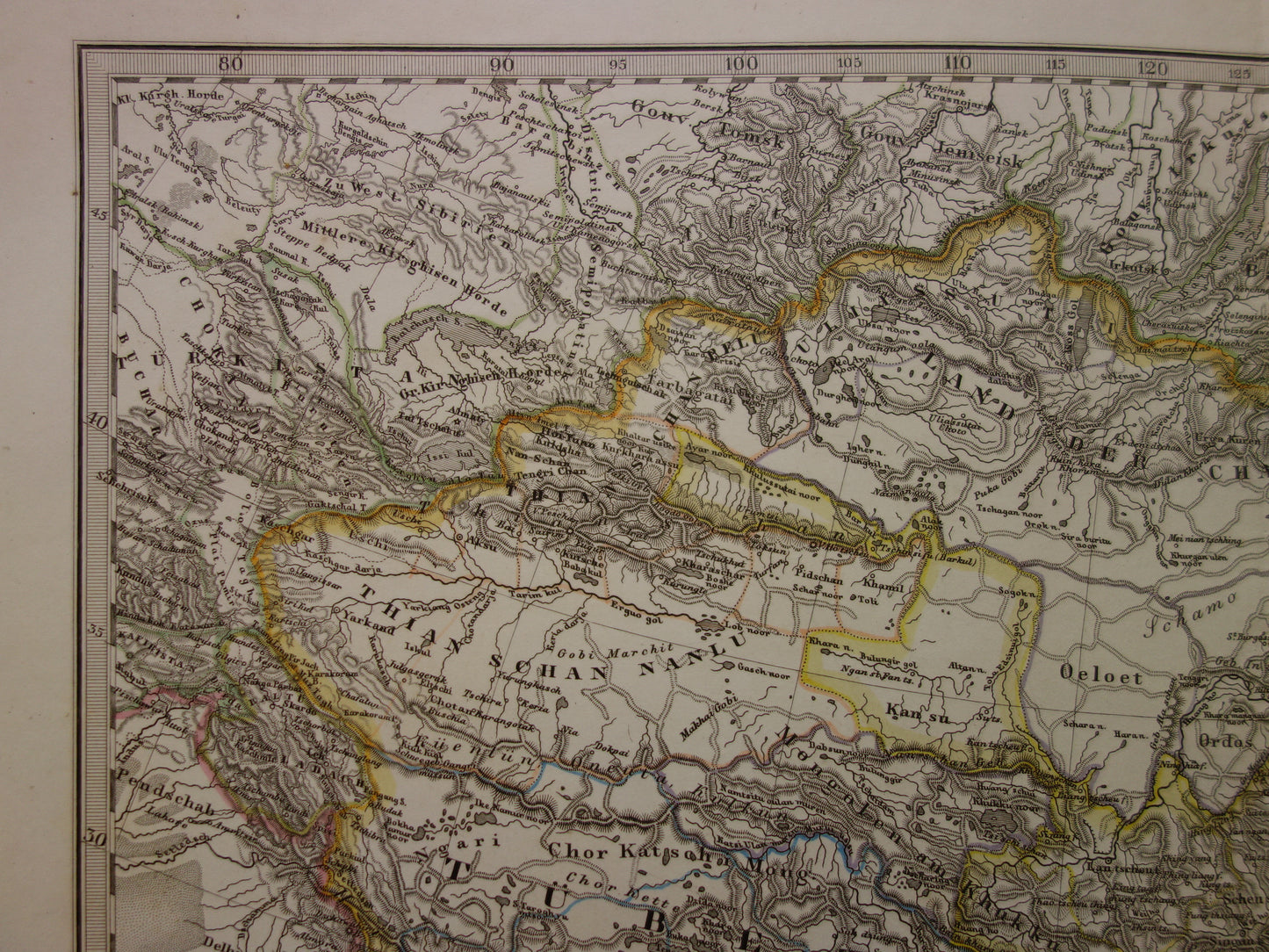 CHINA oude Duitse kaart van China en Japan in 1863 - originele antieke landkaart vintage poster Azië