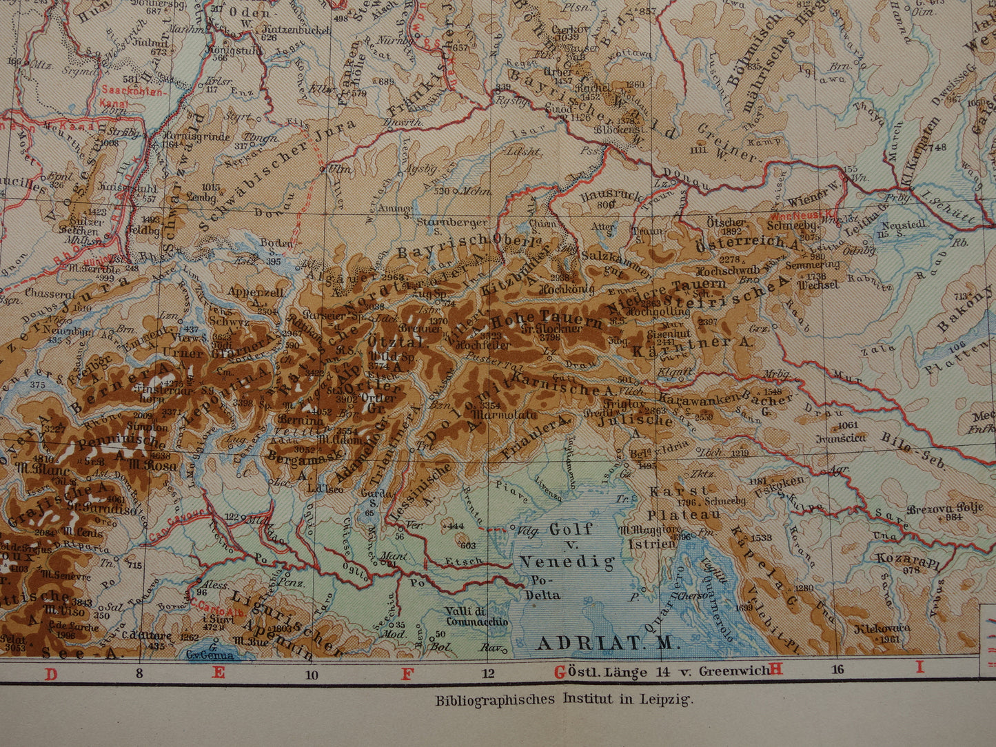 hoogtekaart landkaart alpen winkel