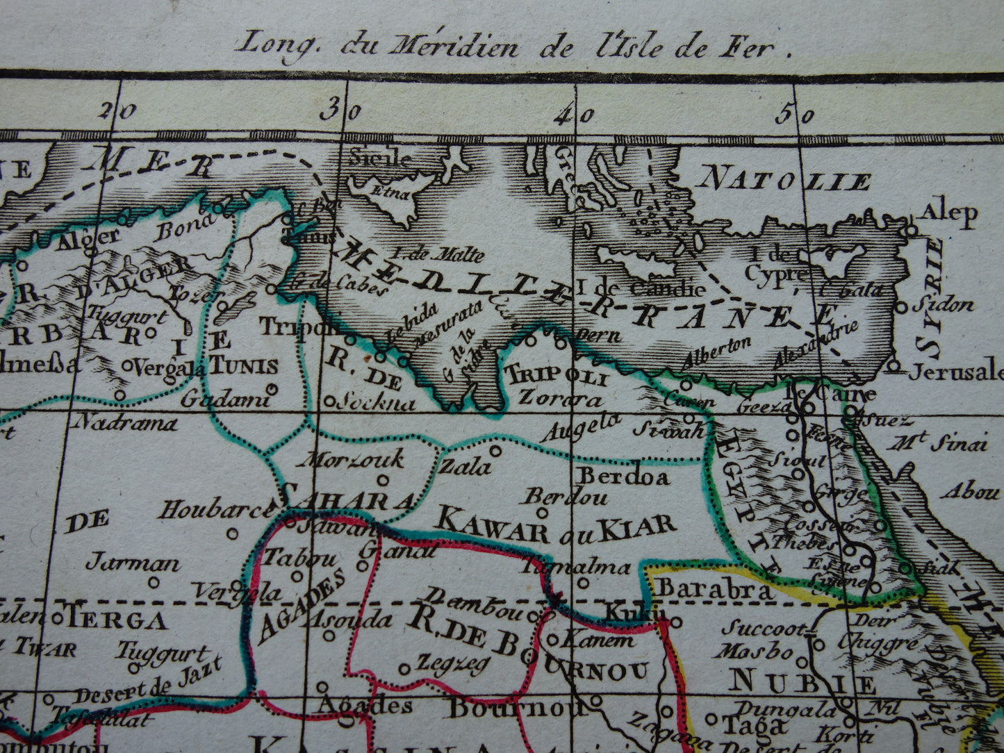 AFRIKA oude kaart van Afrikaans continent 1802 originele antieke Franse handgekleurde landkaart poster