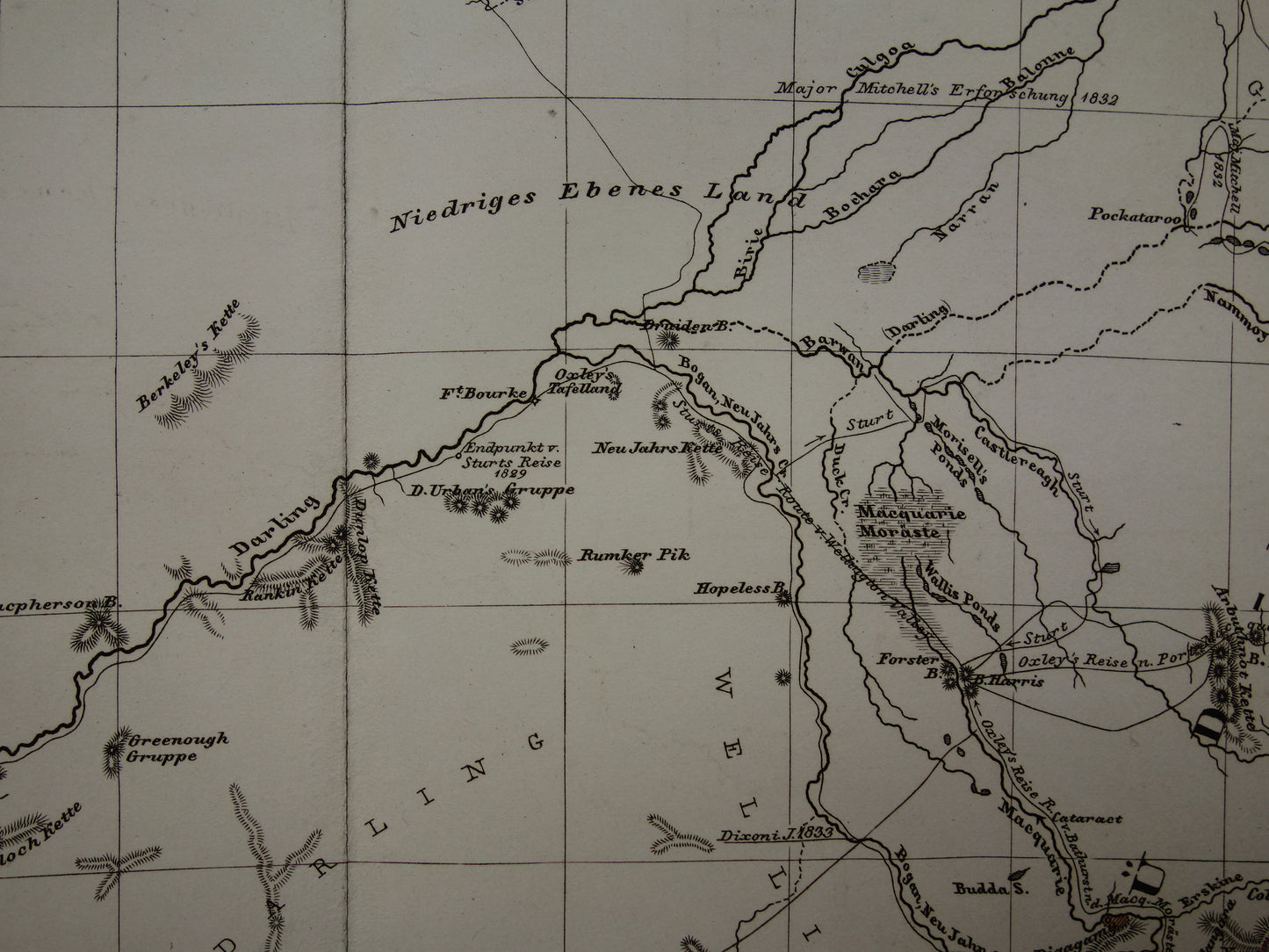 AUSTRALIE grote oude kaart van zuidoost Australië in 1859 originele antieke Duitse landkaart - vintage landkaarten