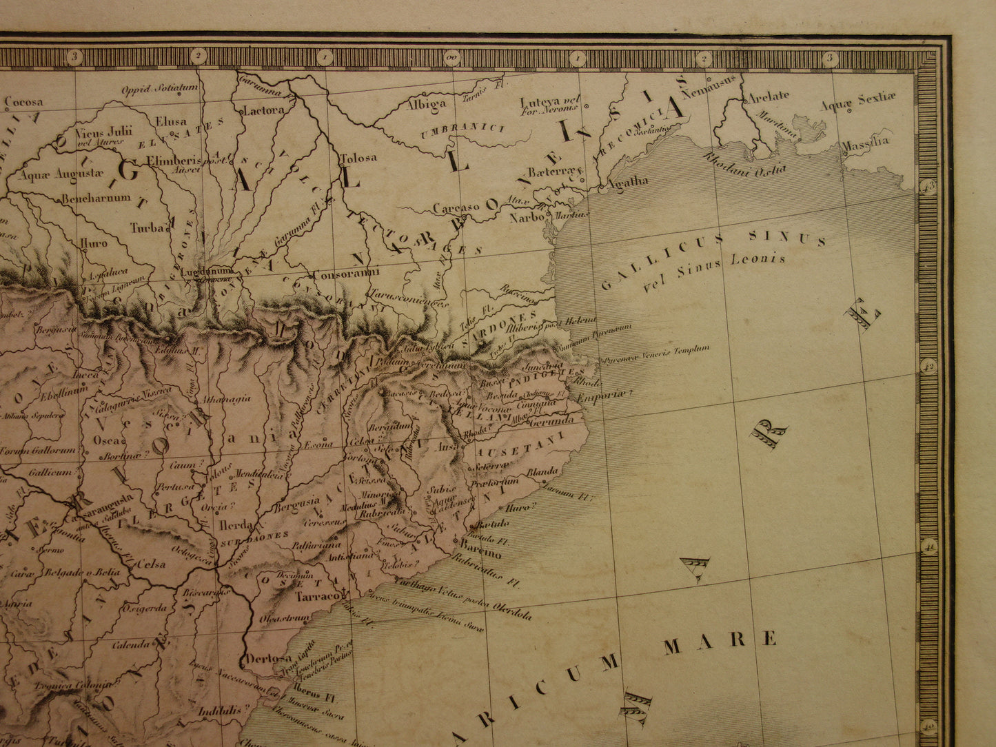 SPANJE oude kaart van Spanje en Portugal in de oudheid 1875 originele grote antieke landkaart Hispania in Romeinse tijd