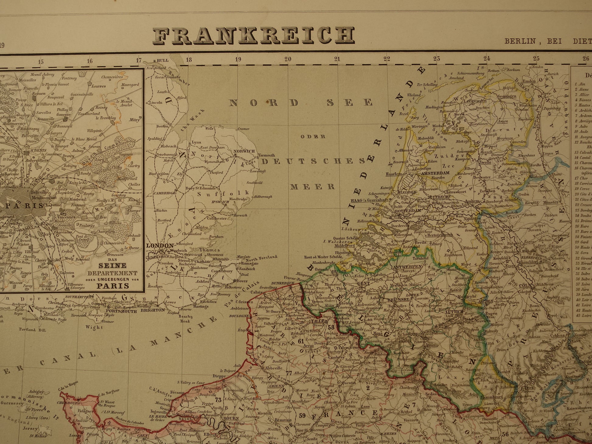 Frankrijk in het jaar 1856 historische landkaart