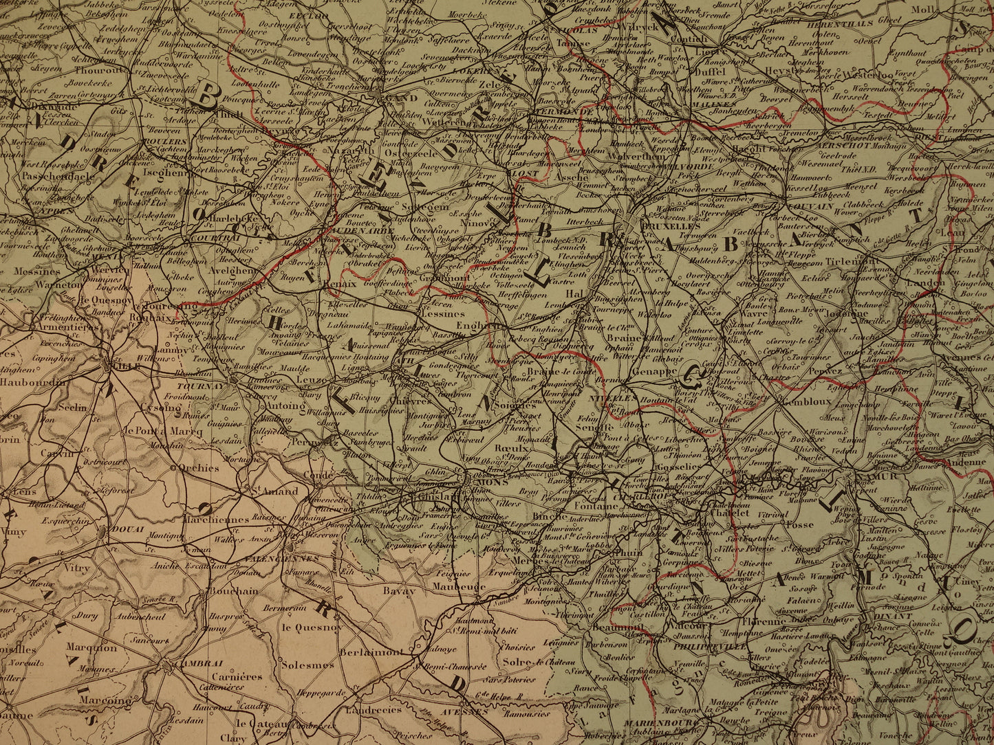 Grote Oude landkaart van Nederland en België 1878 originele antieke zeer grote kaart poster