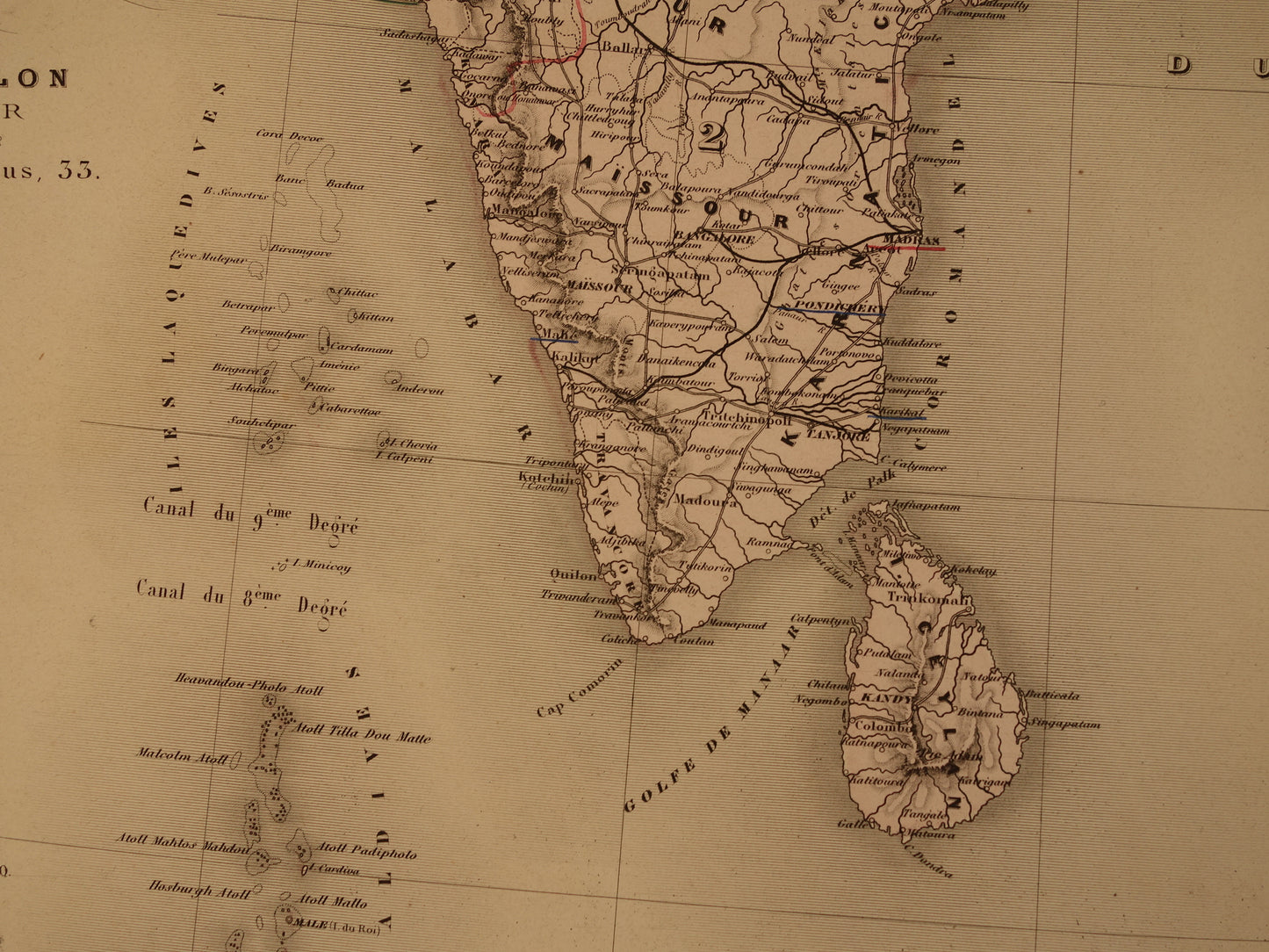 INDIA antieke kaart van India en Zuidoost Azië 1880 originele grote oude landkaart Sri Lanka Thailand Burma Nepal Vietnam vintage poster