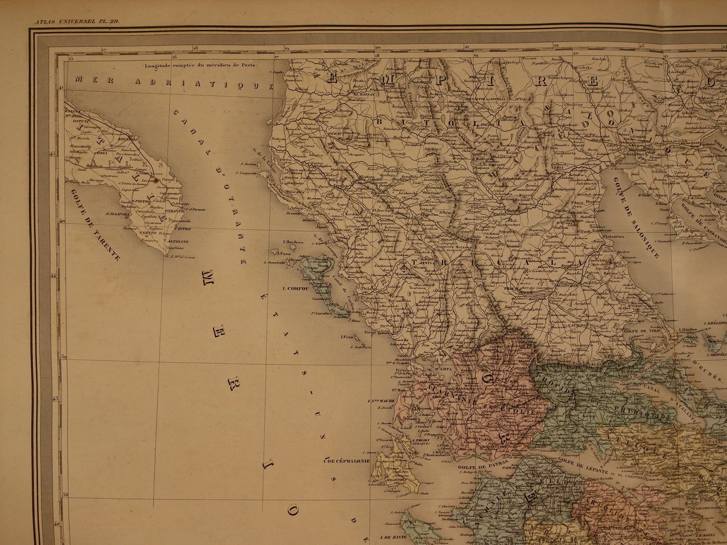 GRIEKENLAND grote oude landkaart van Griekenland 1880 Prachtige originele handgekleurde antieke kaart
