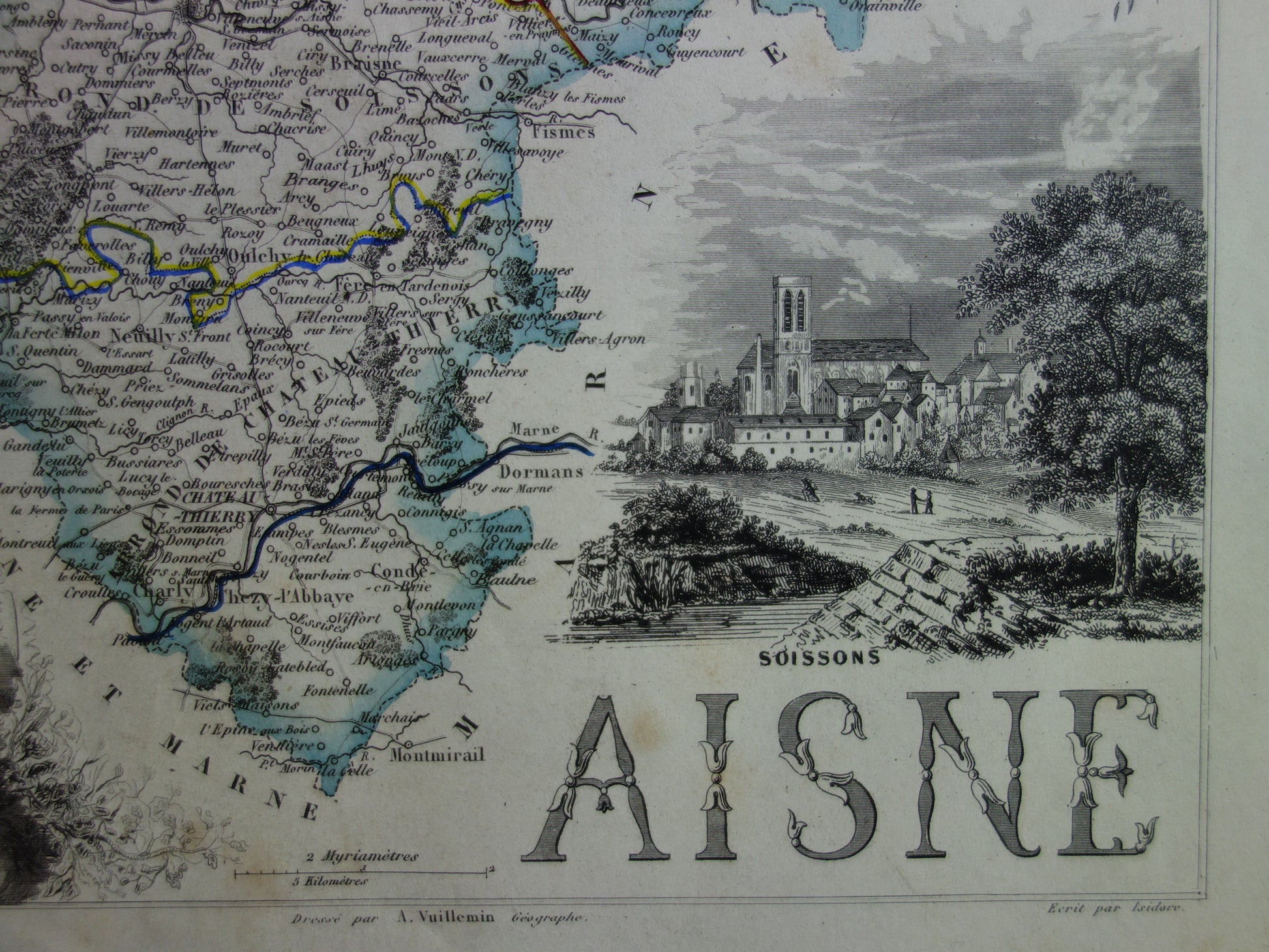 Aisne kaart uit 1851 Franse landkaarten