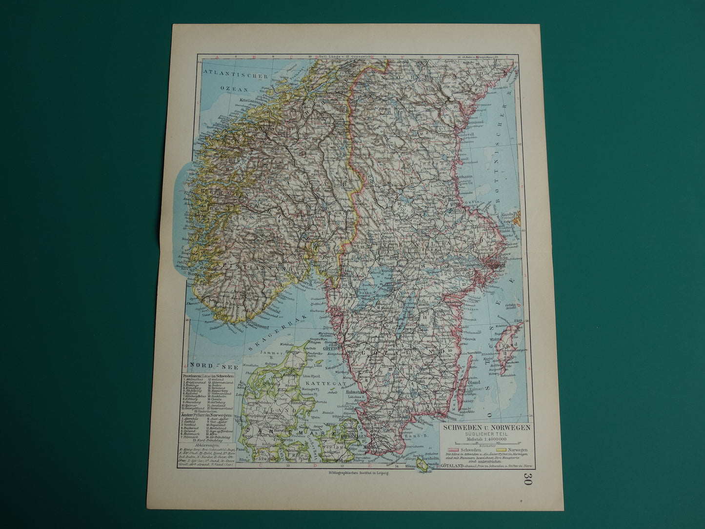 oude originele vintage kaarten landkaart van Zweden en Noorwegen kopen