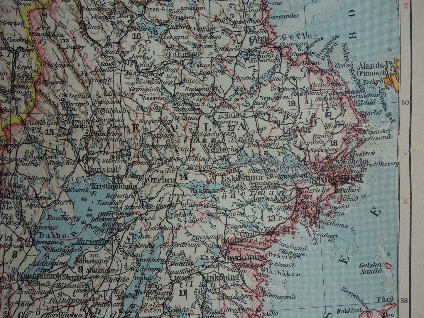 vintage landkaarten kaarten van Zweden winkel te koop