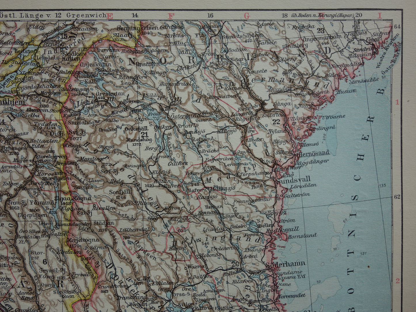 Oude kaart van Zweden en Noorwegen uit 1928 originele vintage landkaart Stockholm Oslo