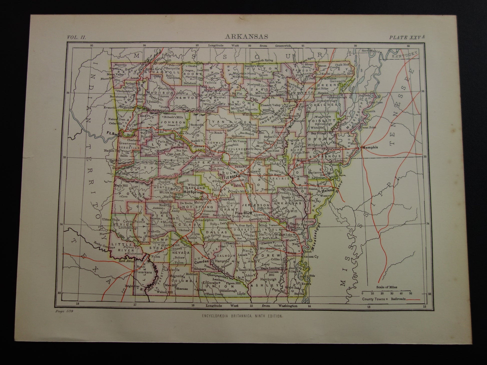 Oude kaarten van de VS kopen Antieke landkaart Arkansas