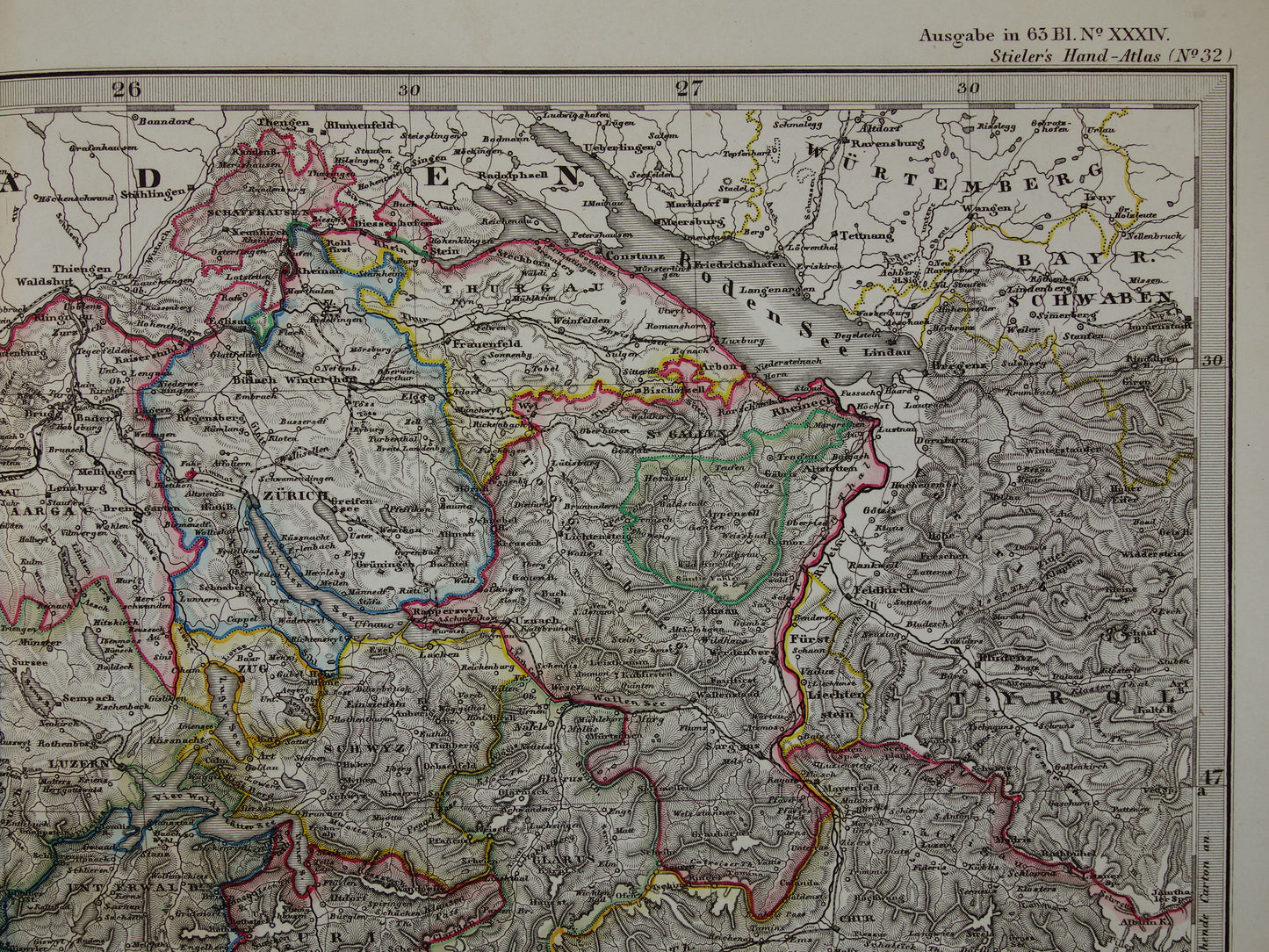 ZWITSERLAND antieke landkaart van Zwitserland 1860 originele oude kaart Geneve Zürich Bern met jaartal te koop