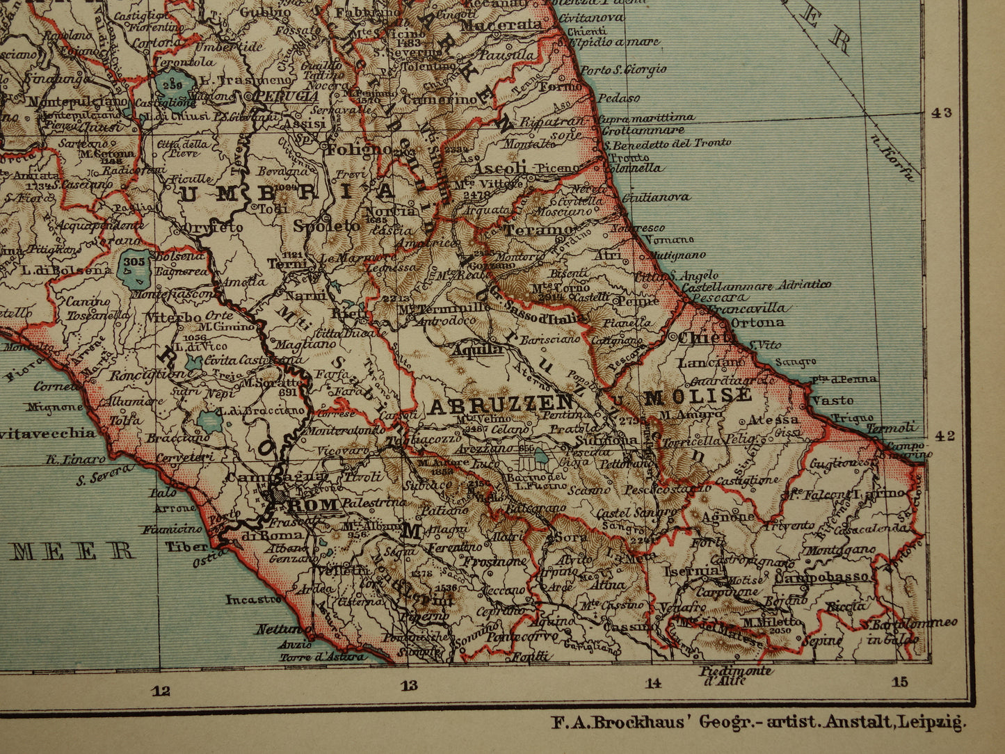 Oude kaart van Italië historische landkaart midden- en noord-Italie oude vintage kaarten met jaartal