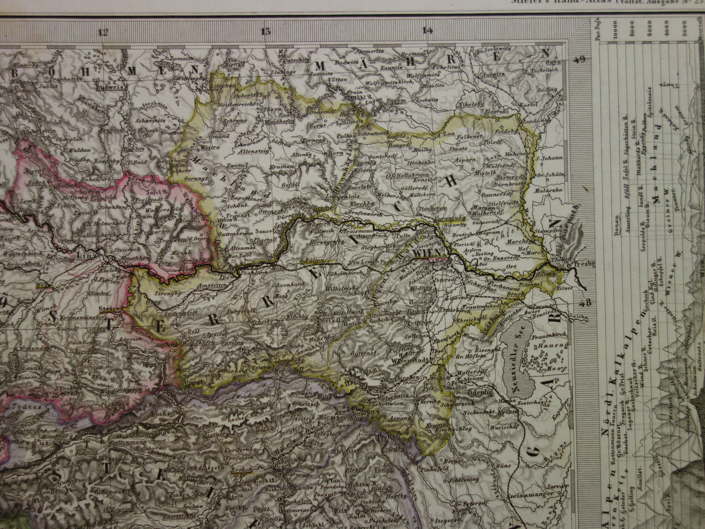 OOSTENRIJK oude kaart van Oostenrijk met Slovenië en Venetië in 1863 Antieke grote handgekleurde landkaart Wenen Graz Tirol