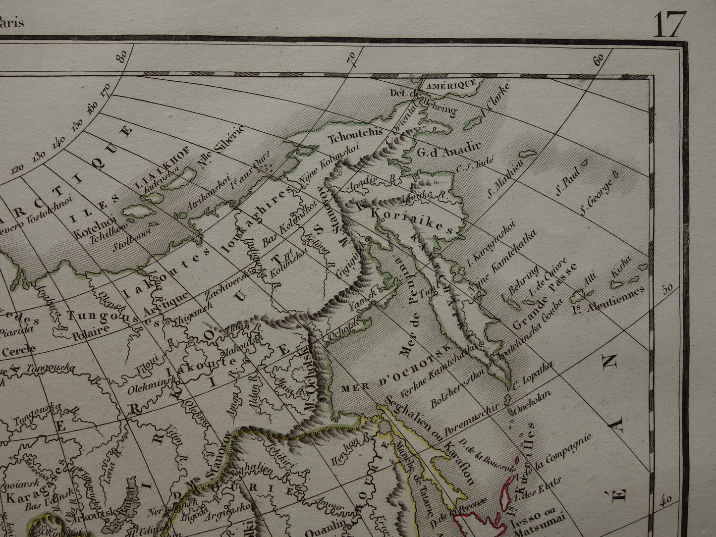 Oude kaart van Azië in het jaar 1832 originele antieke handgekleurde landkaart met jaartal