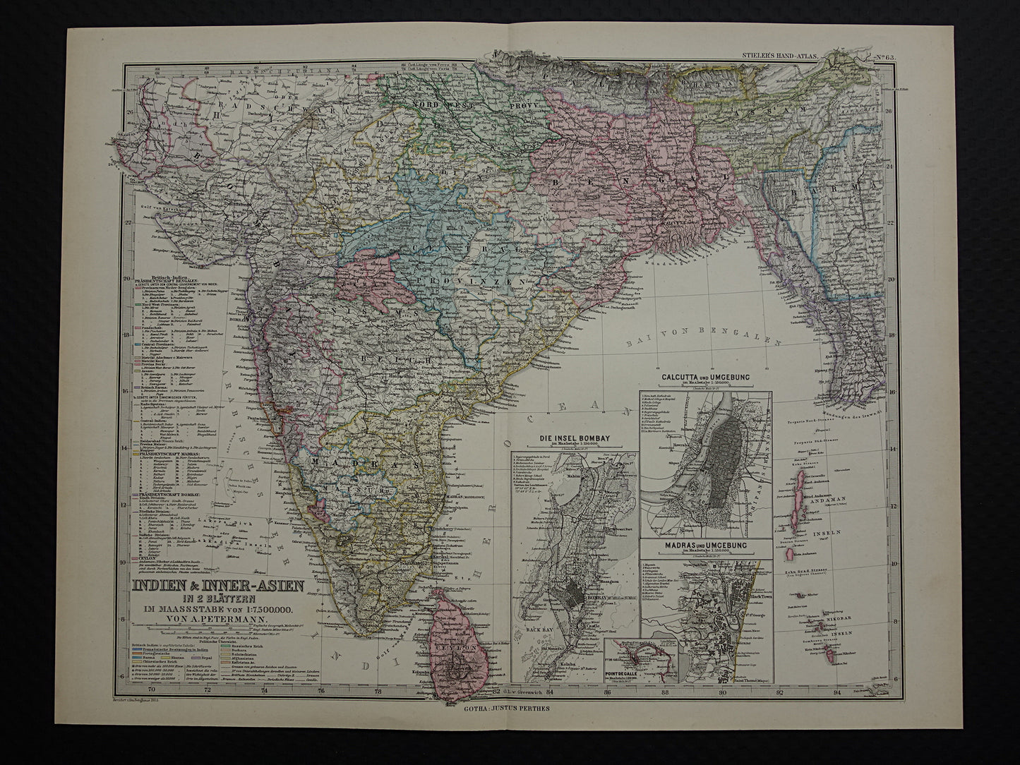 Oude landkaart van India kopen