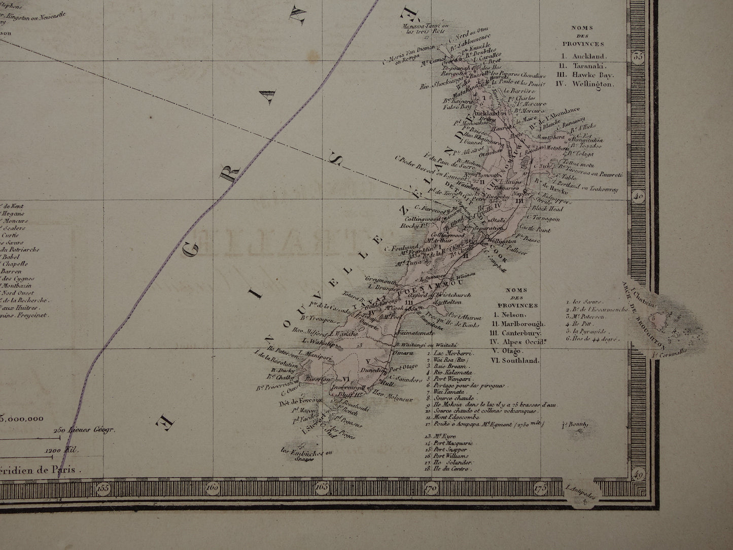 Grote oude kaart van Australië uit 1876 originele antieke landkaart Nieuw Zeeland vintage landkaarten