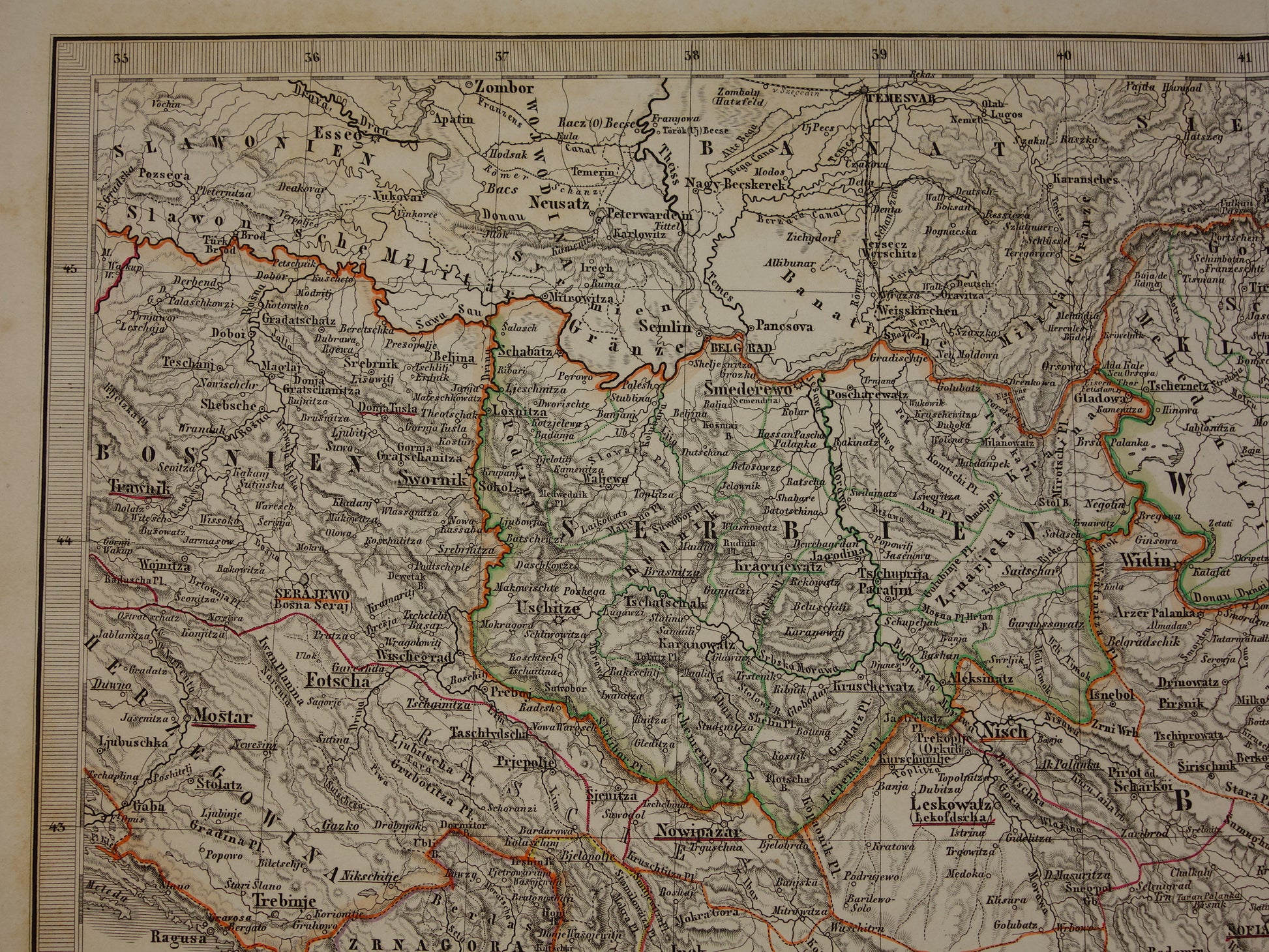 servië oude landkaart vintage kaart kopen