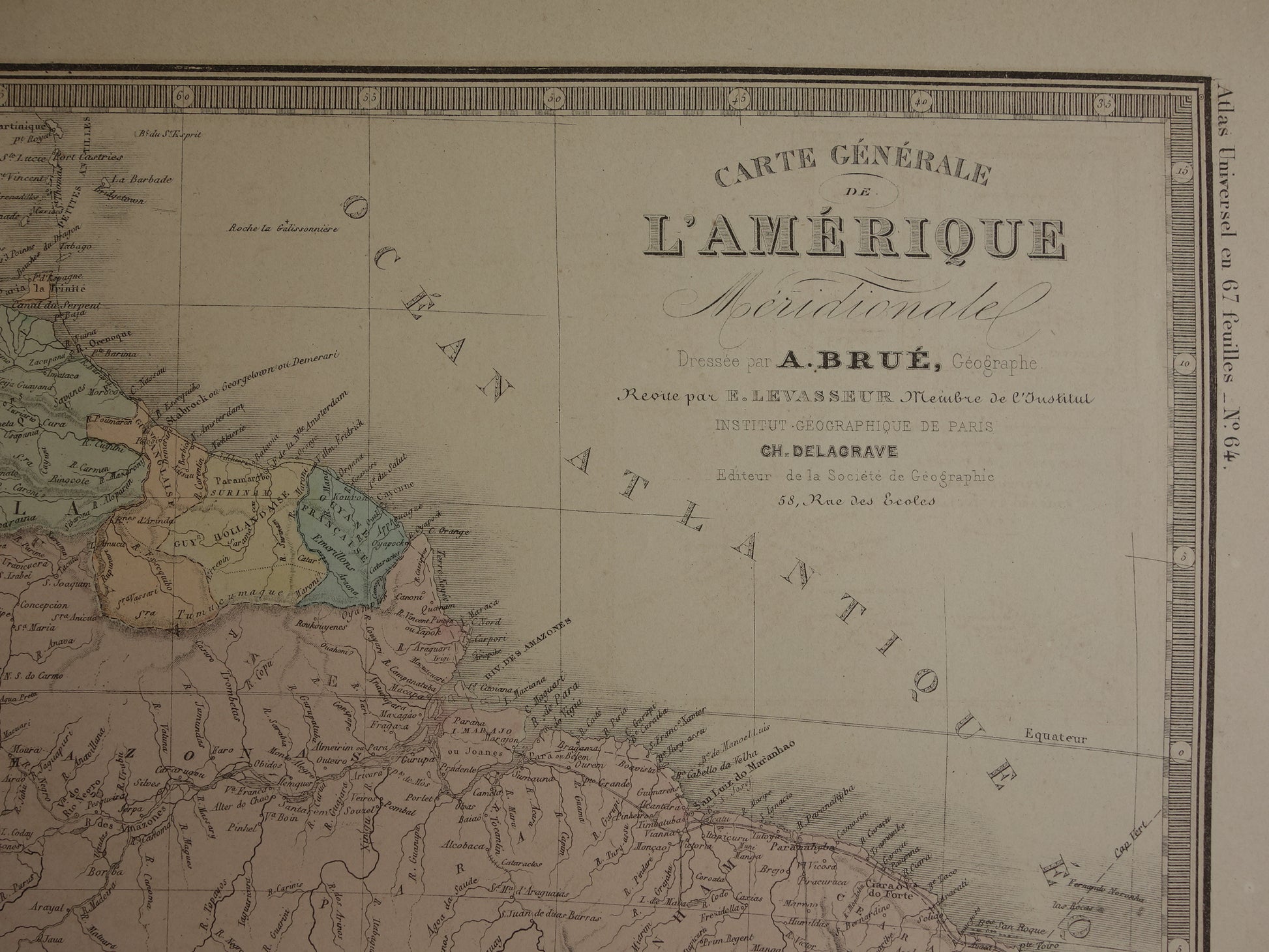 carte generale de l'amerique meridionale Brue Levasseur 1876
