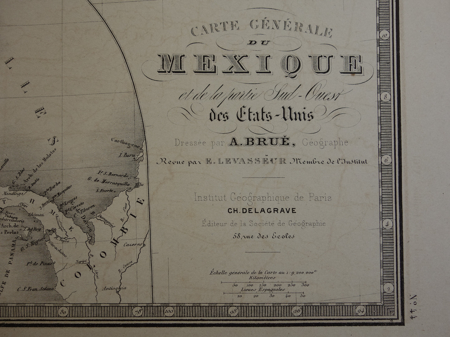 61 carte generale du Mexique et de la partie sud-ouest des etats-unis brue levasseur 1876