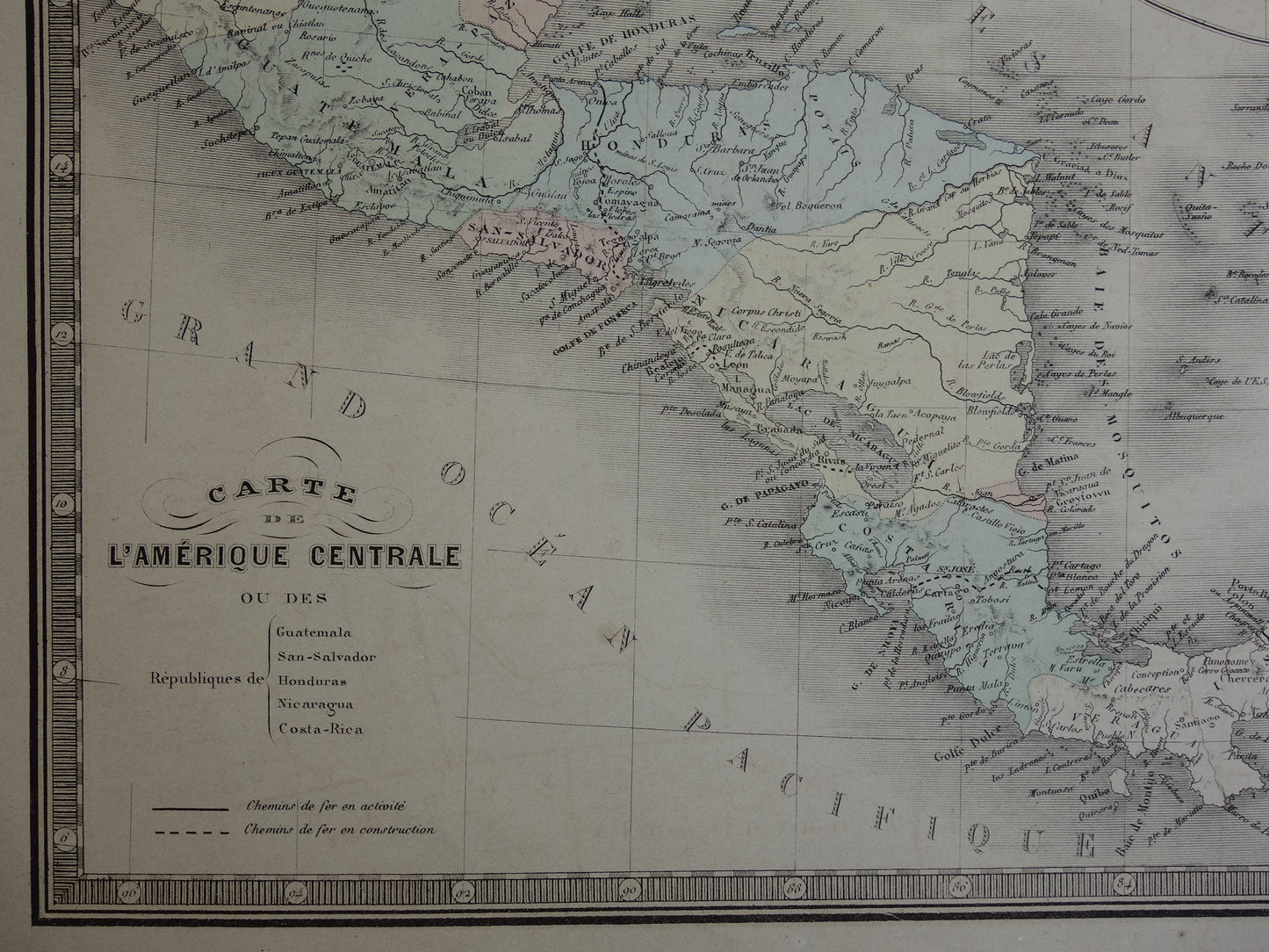 Mexico en Verenigde Staten oude kaart uit 1876 originele antieke landkaart westkust VS Californië USA vintage historische kaarten