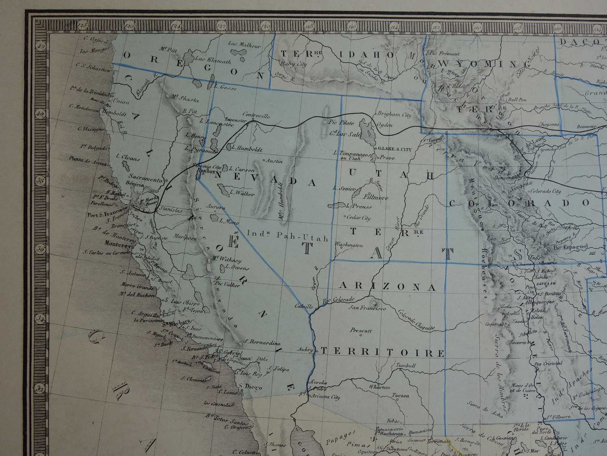oude kaarten van de Verenigde Staten westkust