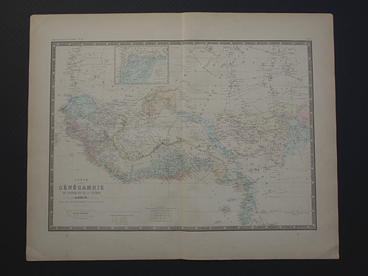 AFRIKA oude kaart van West-Afrika 140+ jaar oude landkaart van Sahara Guinea Nigeria Grote originele vintage historische kaarten