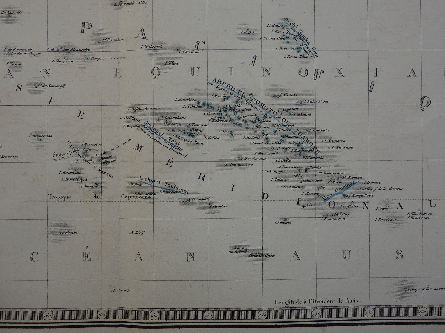 Polynesië oude landkaart van Polynesië uit 1876 originele antieke kaart Tahiti Fiji Samoa vintage poster