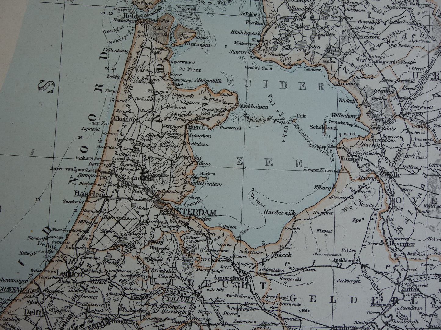 Oude landkaart van NEDERLAND en BELGIË in 1886 Antieke Duitse kaart Benelux vintage poster met jaartal