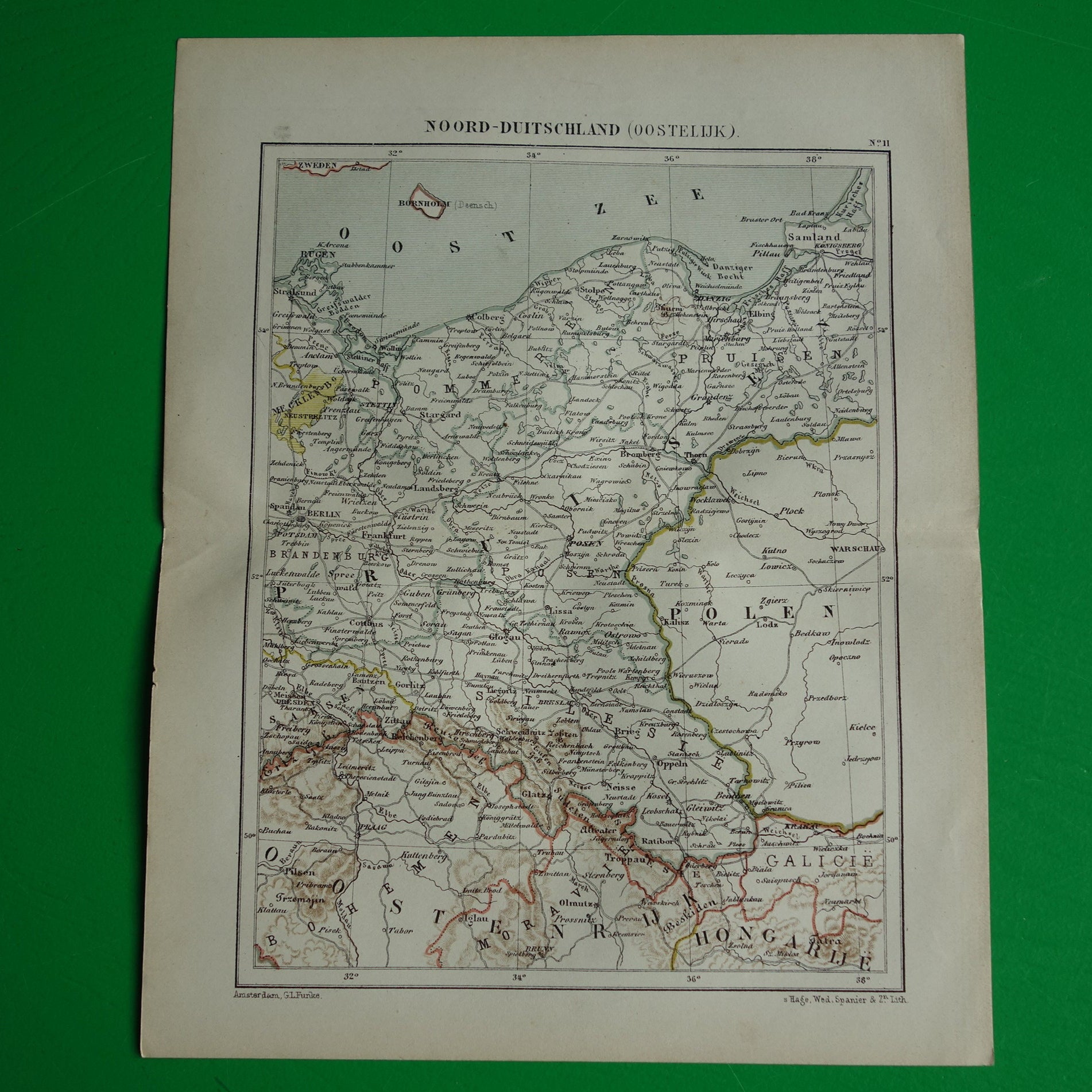 Silezië Duitsland Polen oude landkaart originele antieke Kuyper kaart uit 1882 vintage print Berlijn Pruissen