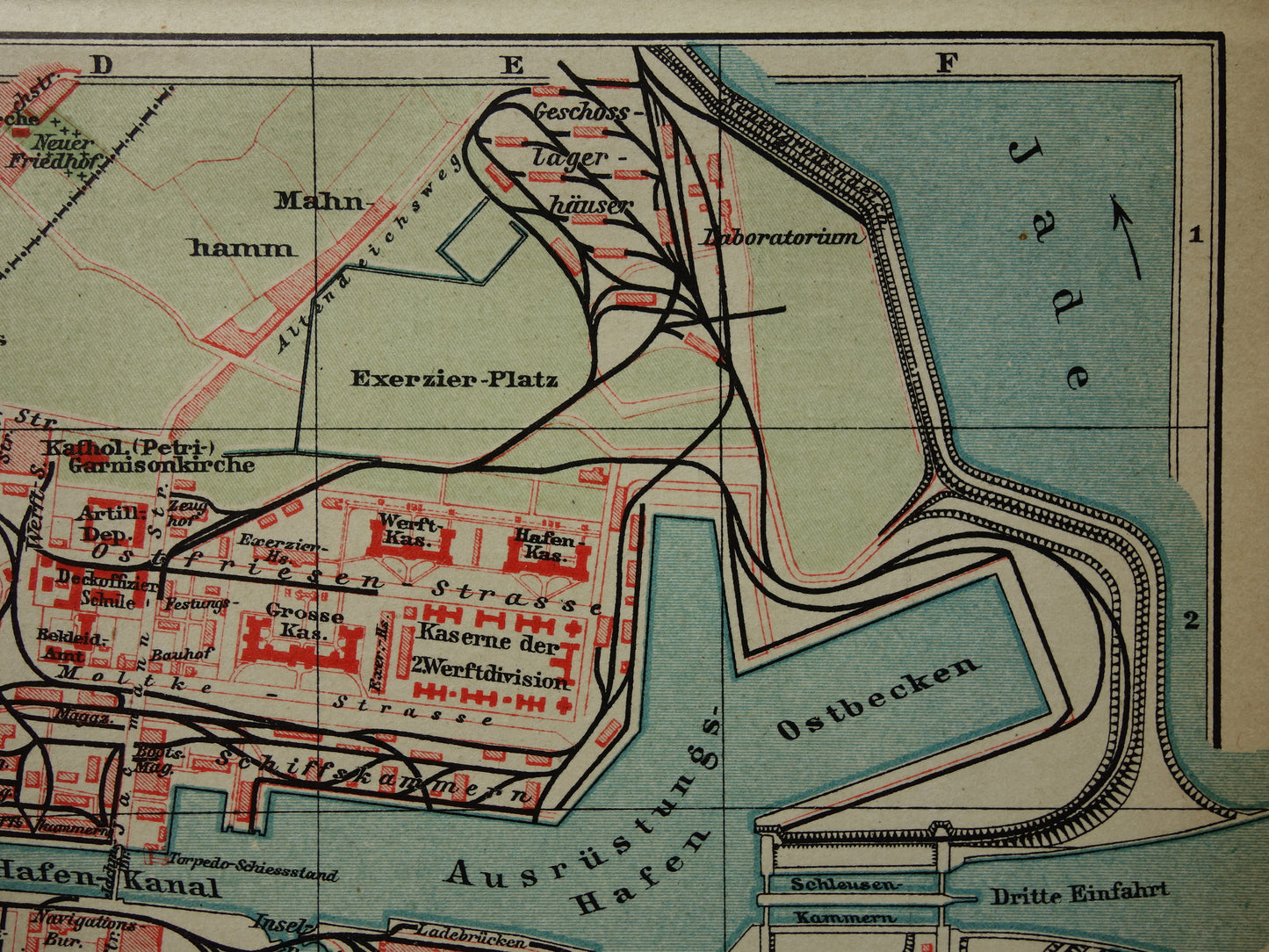WILHELMSHAVEN antieke kaart kleine originele oude plattegrond Wilhelmshaven Duitsland vintage kaarten met jaartal